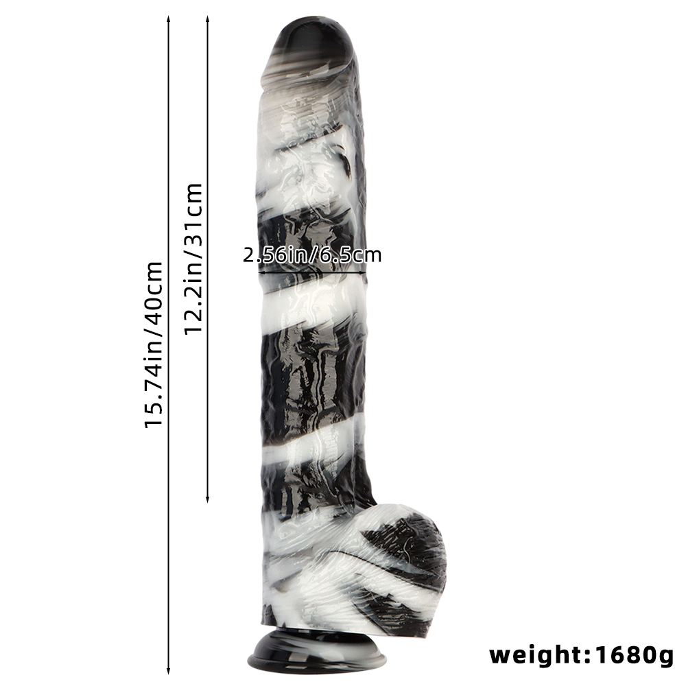 (image for) Black and White PVC Realistic Dildo 05