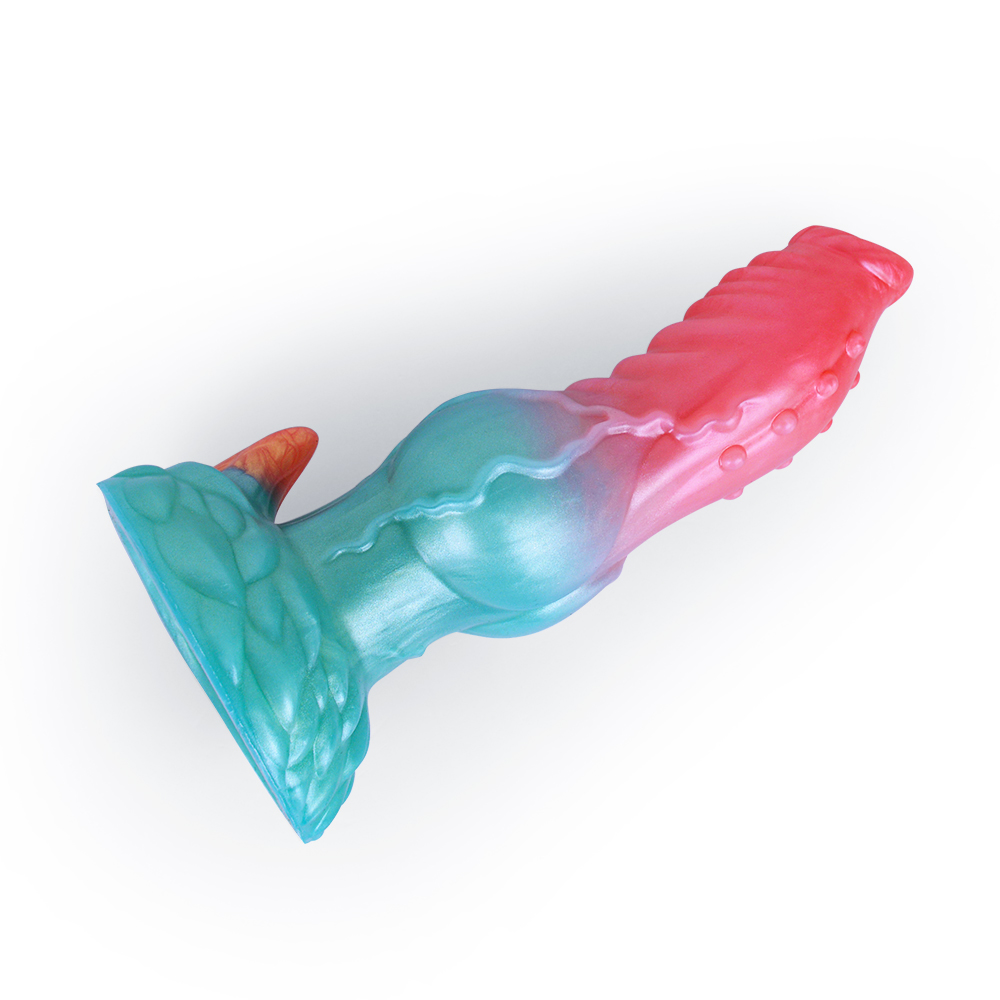(image for) Alien Beast Cyan Rainbow 7.7" Dildo - J