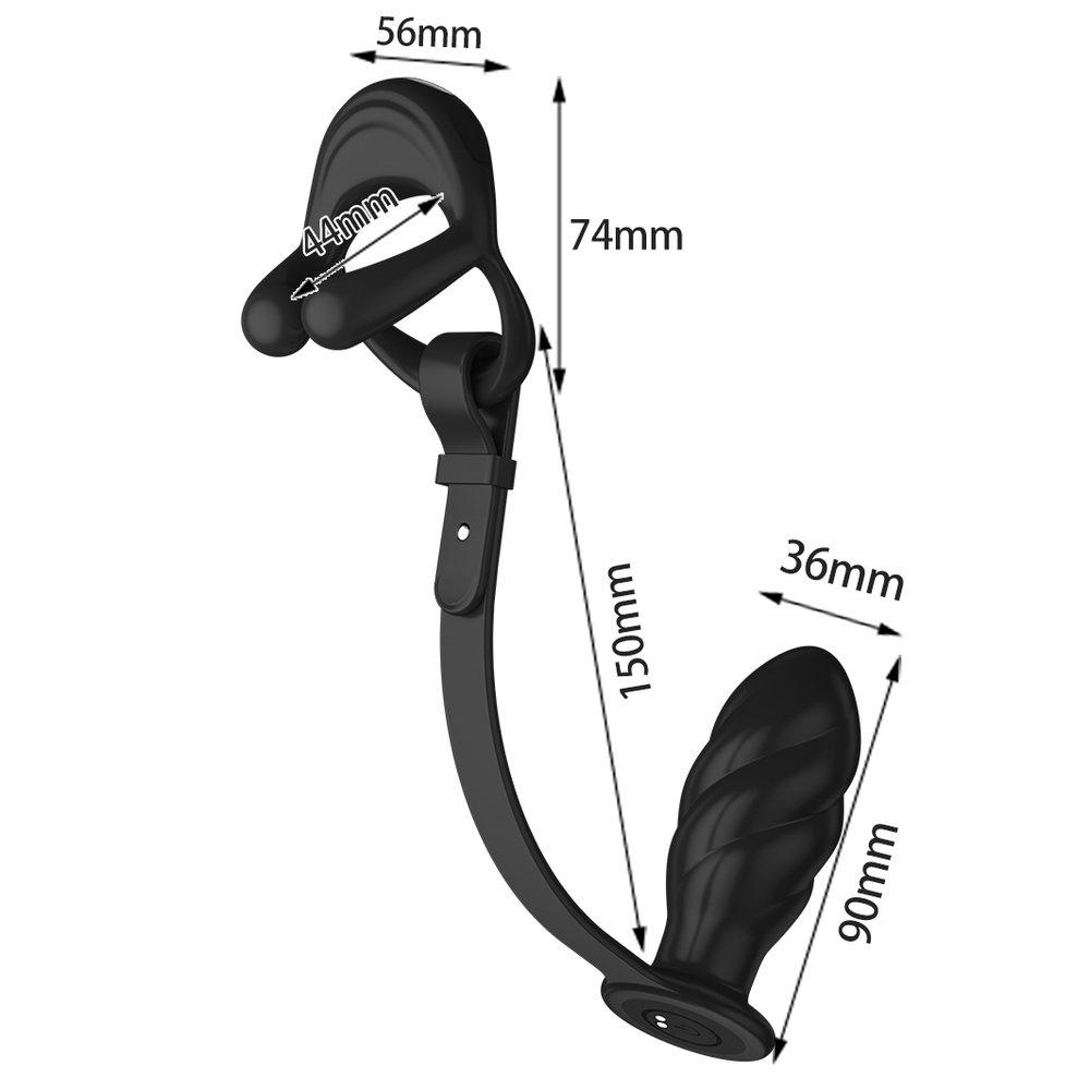 (image for) Silicone Vibrating Cock Ring with Thread Anal Vibrator