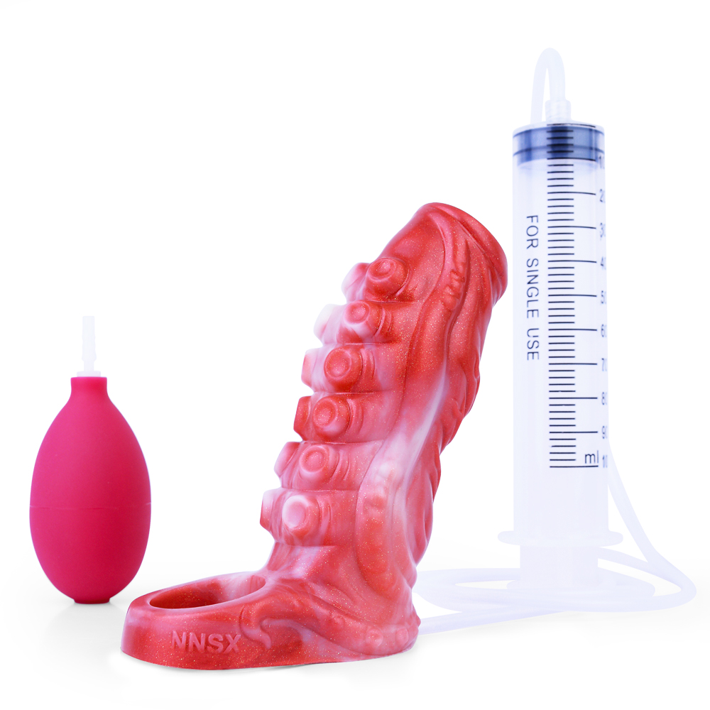 Squirting Flame Lifelike Penis Sleeve - C