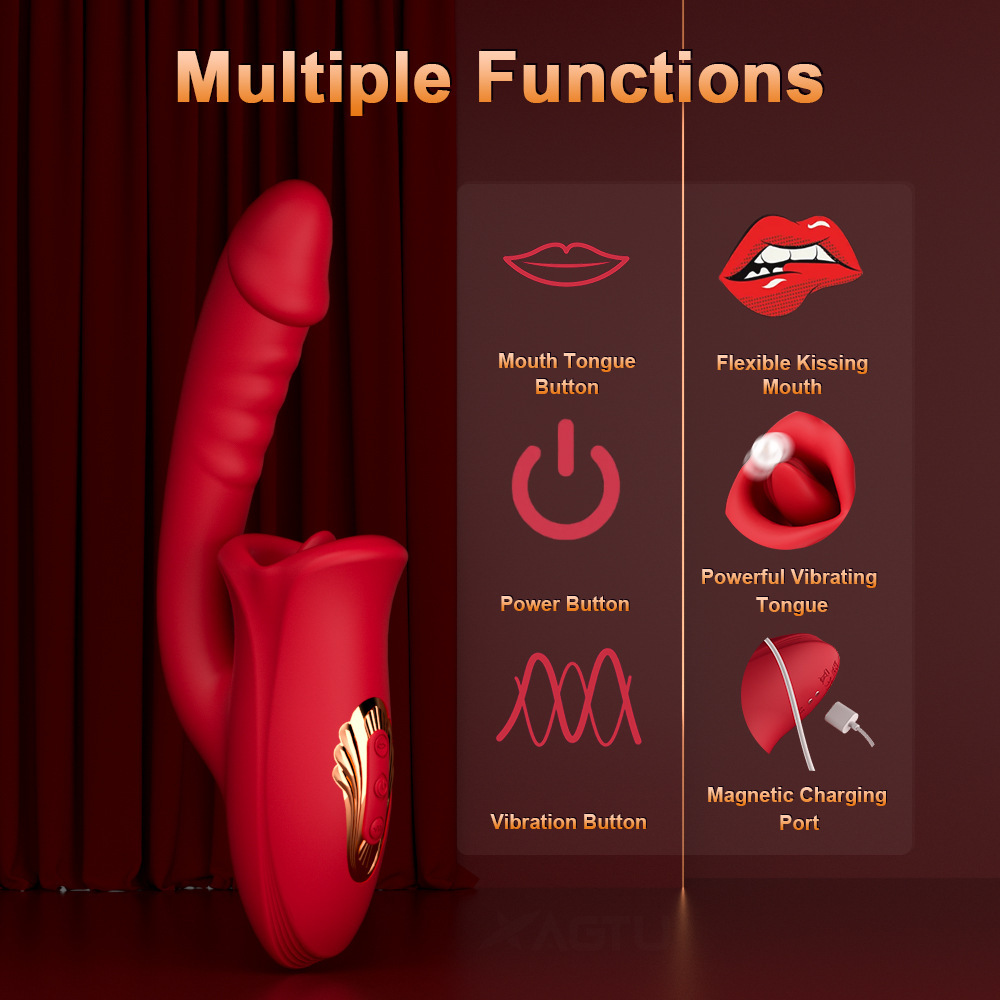(image for) Tongue Rose Realistic Dildo Vibrator