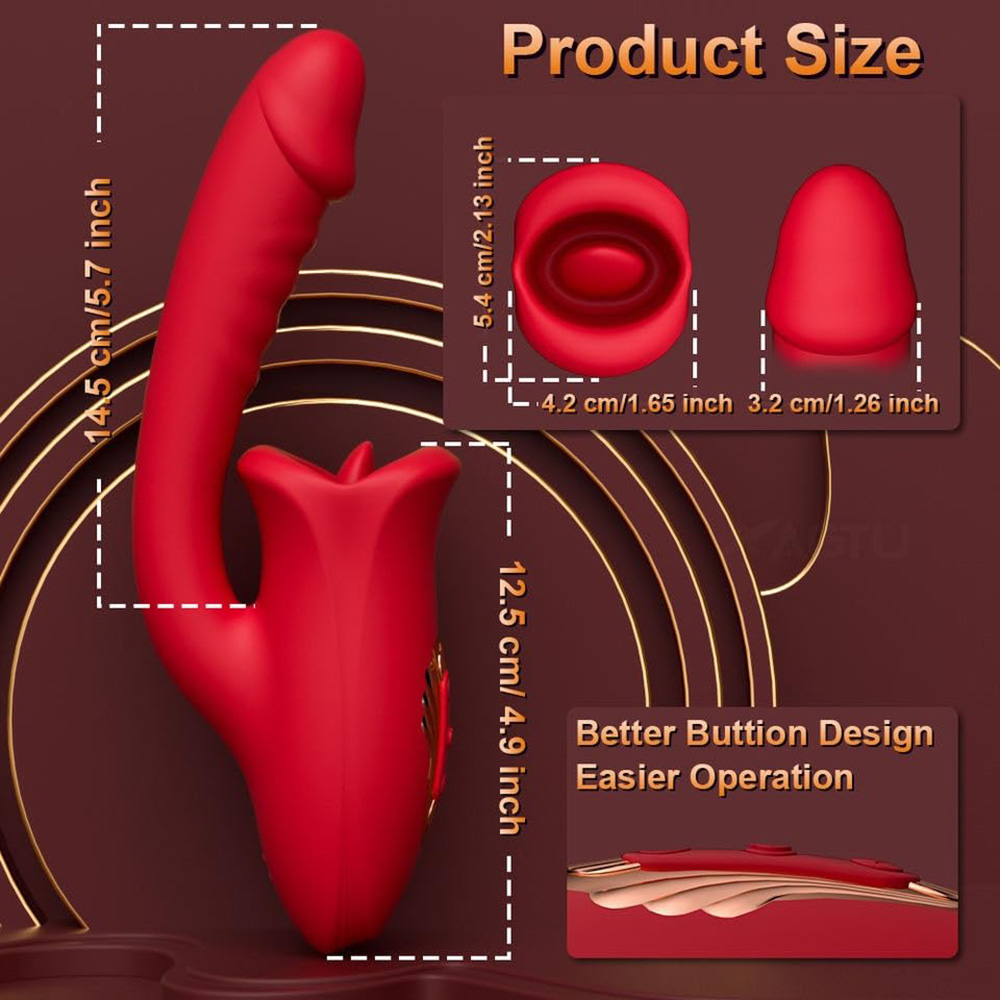 (image for) Tongue Rose Realistic Dildo Vibrator