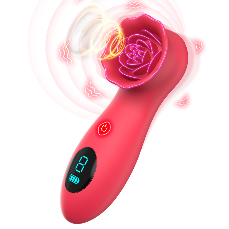(image for) LCD Display 9 Tapping Modes Rose Clit Vibrator