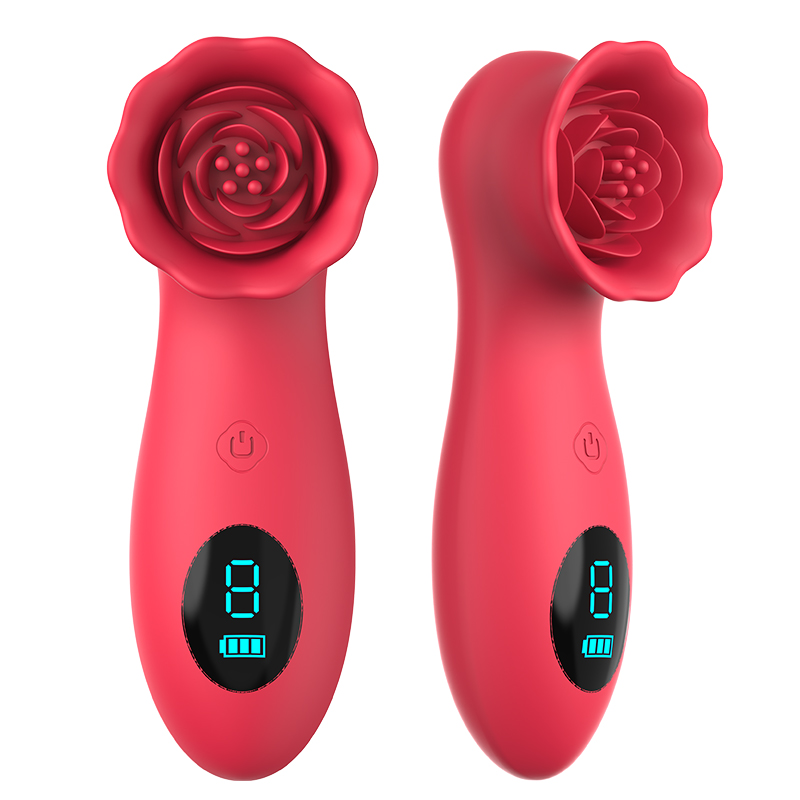 (image for) LCD Display 9 Tapping Modes Rose Clit Vibrator