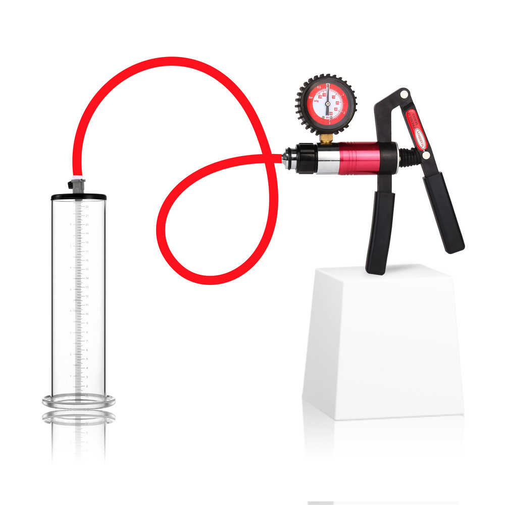 (image for) Penis Pump with Scissor Handle and Pressure Gauge - 12 in Cup