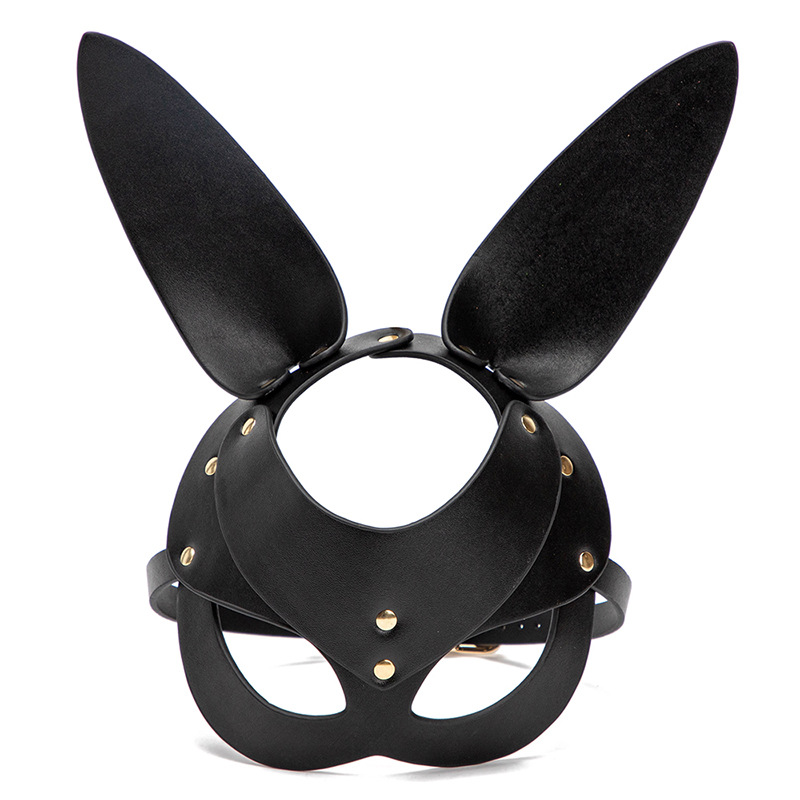 (image for) Punk Gothic Cosplay Women Leather Bunny Ears Mask