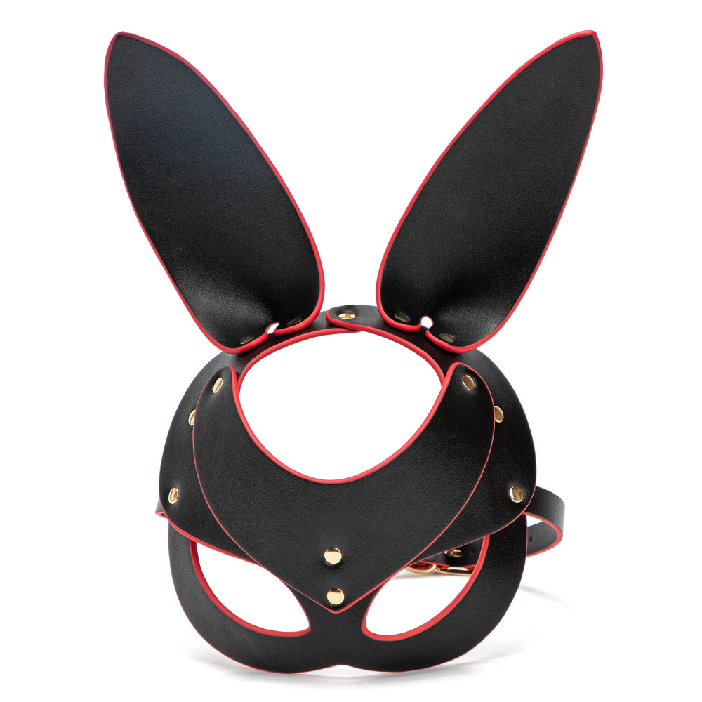 (image for) Punk Gothic Cosplay Women Leather Bunny Ears Mask