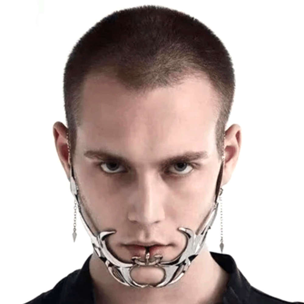 Gothic Mecha Ornament Face Earrings