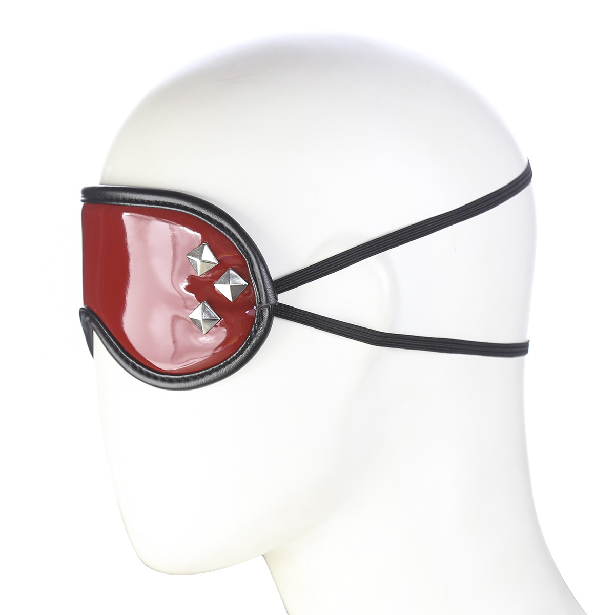 (image for) Red Wet Look Studded Eye Mask Blindfold