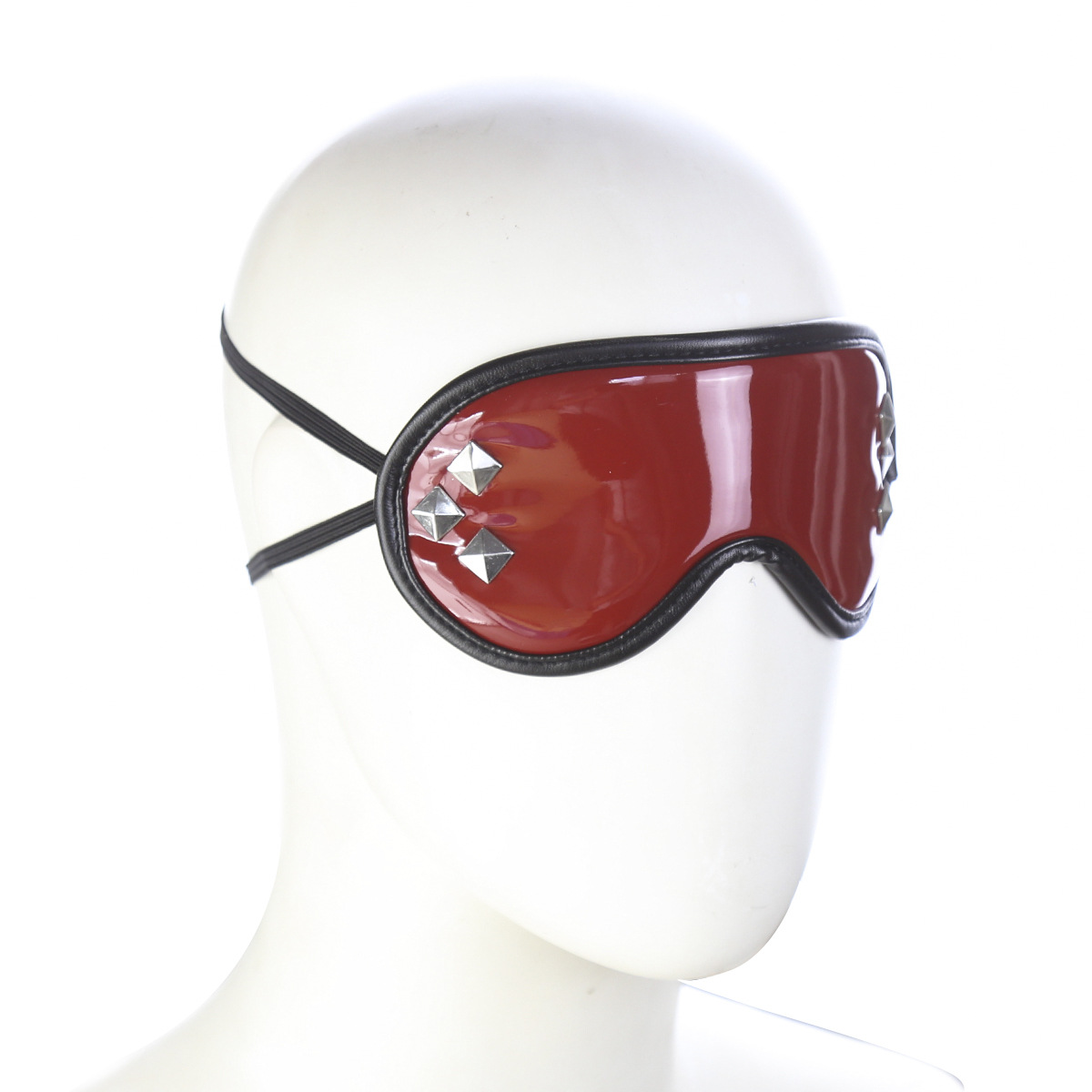 (image for) Red Wet Look Studded Eye Mask Blindfold