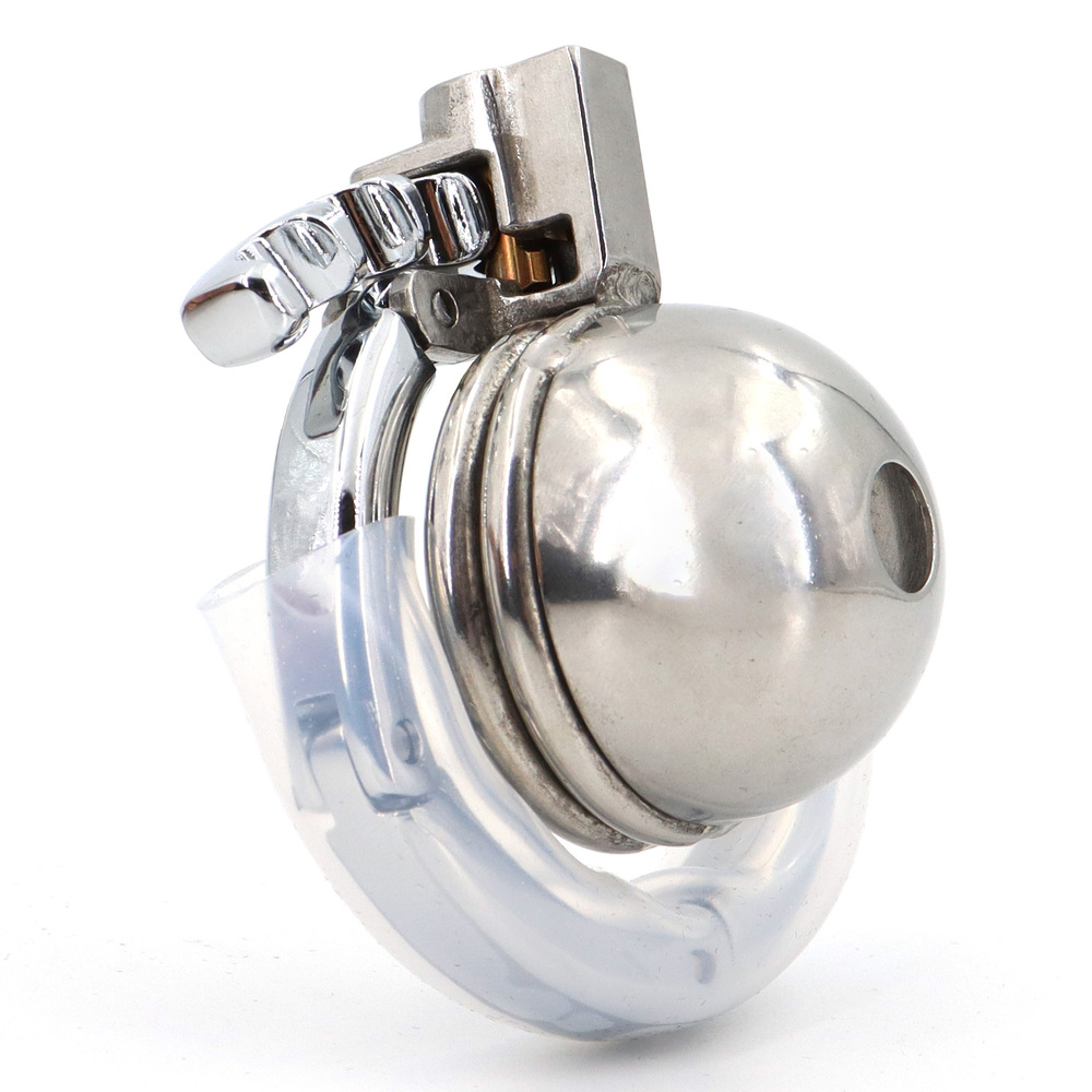Round Lid Gear Ring Metal Chastity Cage