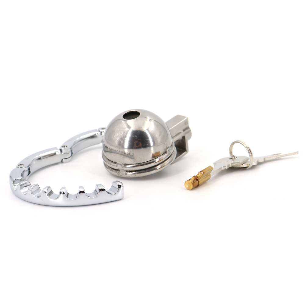 Round Lid Gear Ring Metal Chastity Cage