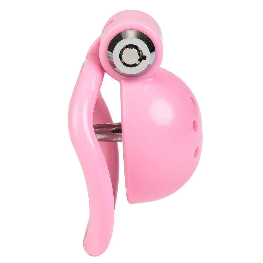 (image for) Button Lock Chastity Cage With Metal Penis Plug