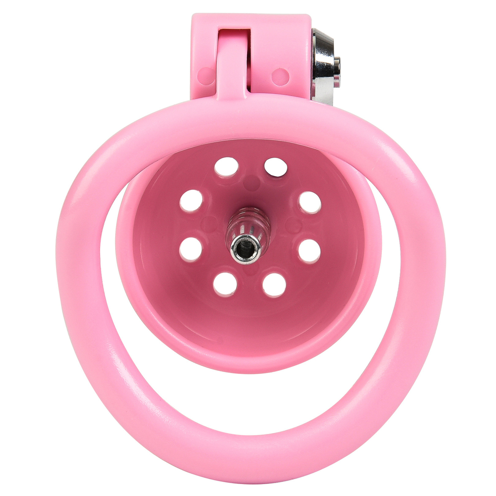(image for) Button Lock Chastity Cage With Metal Penis Plug