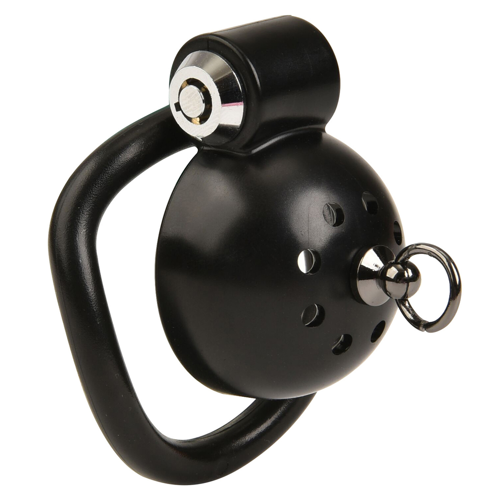 Button Lock Chastity Cage With Traction Leash