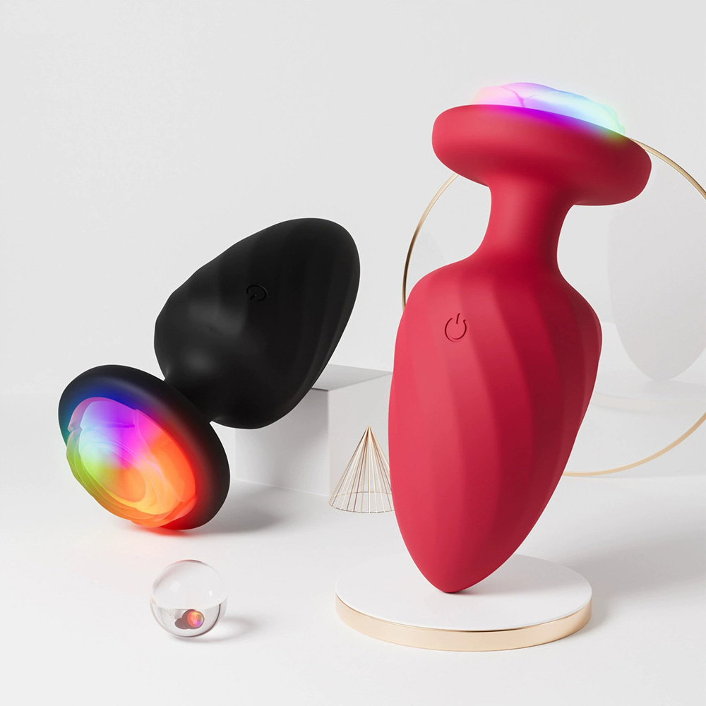 (image for) Vibrating Anal Plug with Rose LED Light