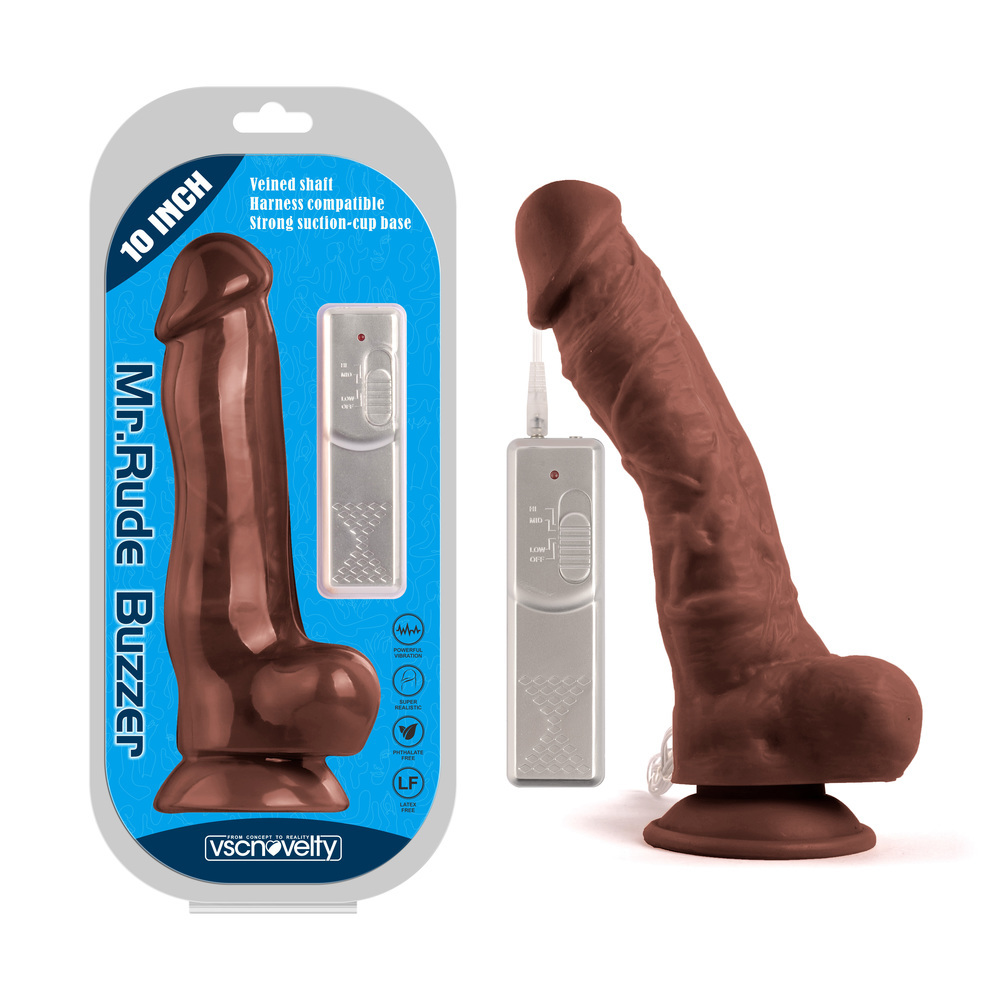 (image for) 10" Mr. Rude Buzzer Vibrating Realistic Dildo