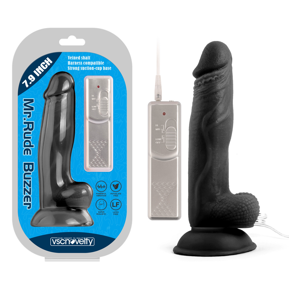 7.9" Mr. Rude Buzzer Vibrating Realistic Dildo With Controller