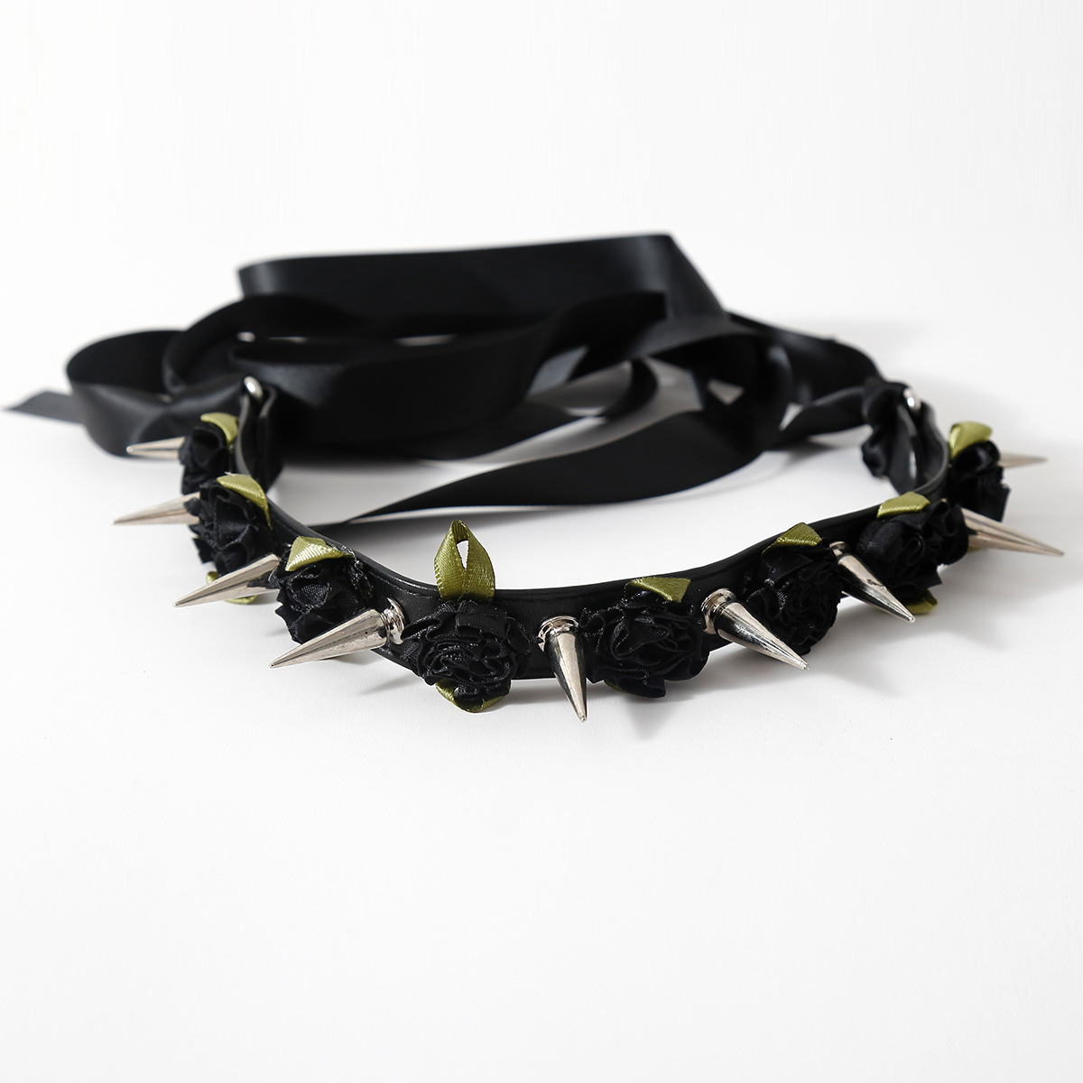 (image for) Lolita Harajuku Flower Spikes Leather Collar