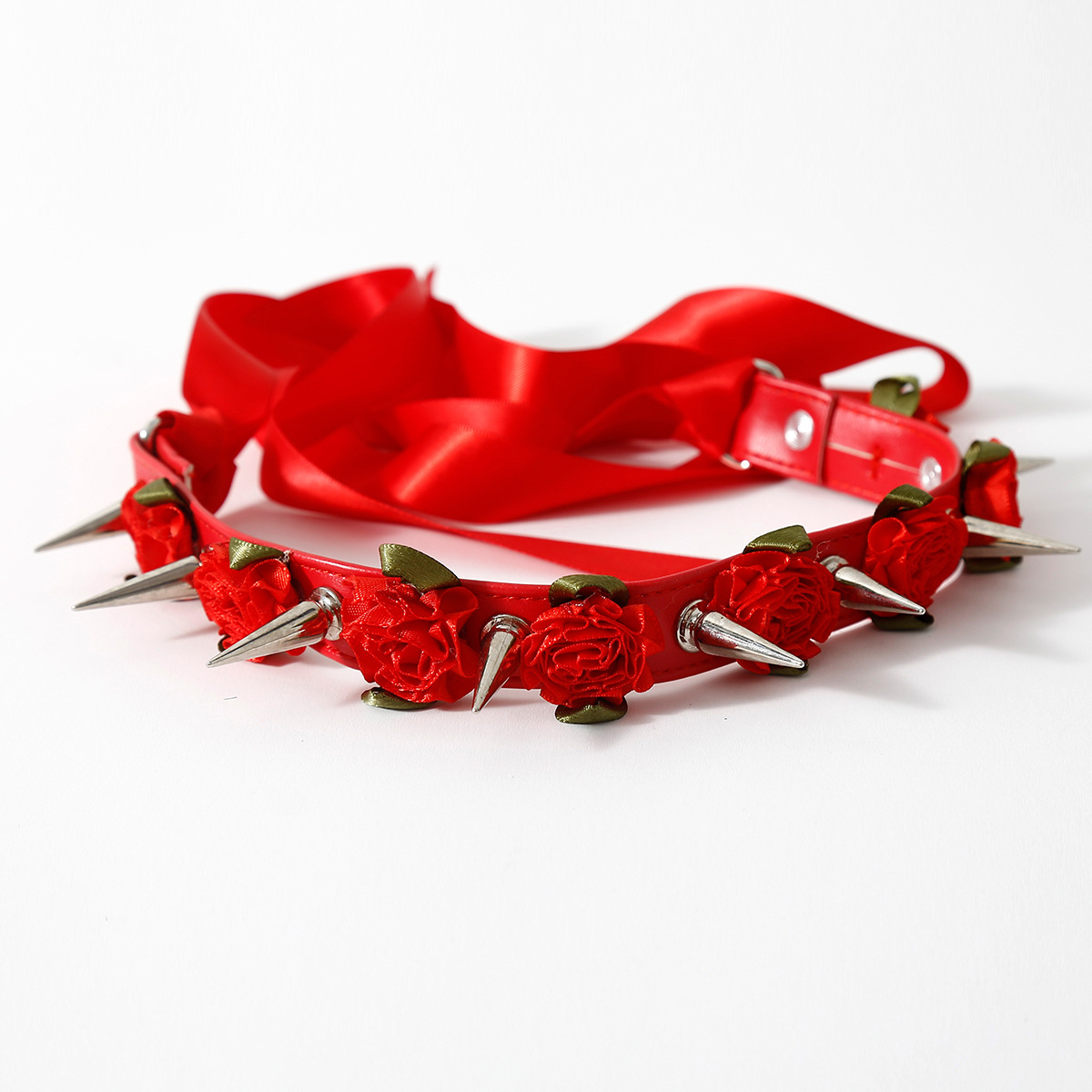 (image for) Lolita Harajuku Flower Spikes Leather Collar