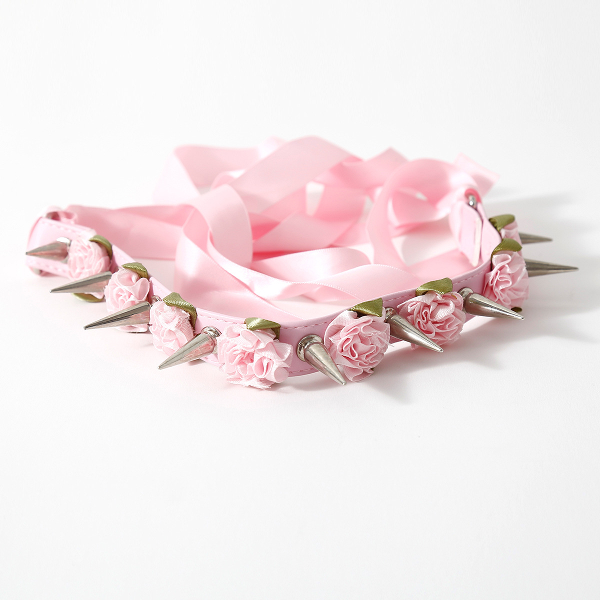 (image for) Lolita Harajuku Flower Spikes Leather Collar