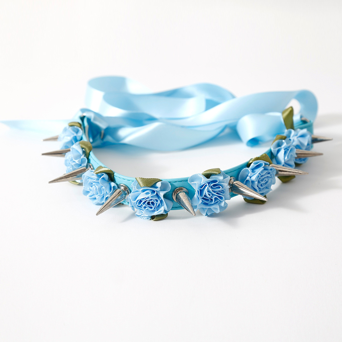 (image for) Lolita Harajuku Flower Spikes Leather Collar