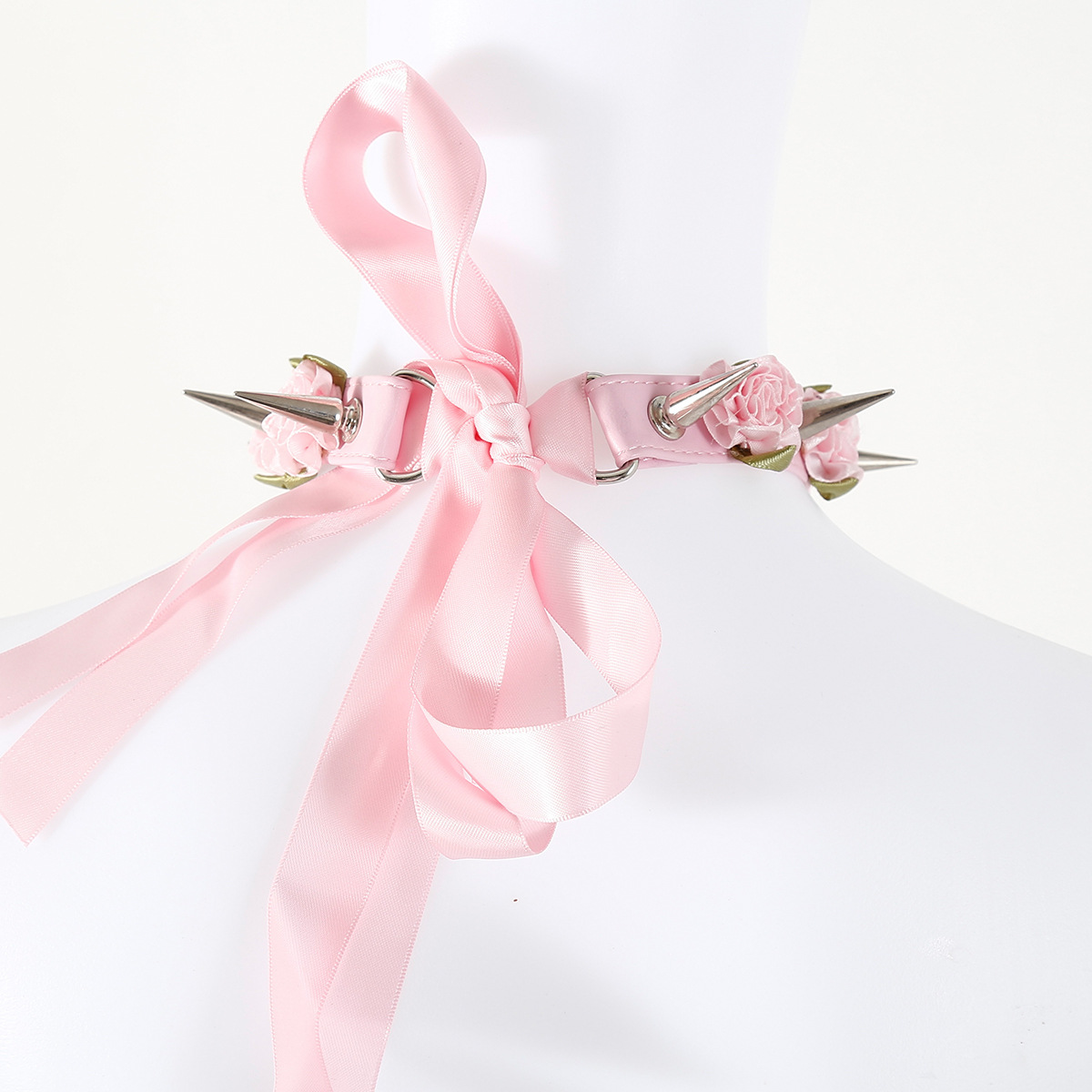 (image for) Lolita Harajuku Flower Spikes Leather Collar