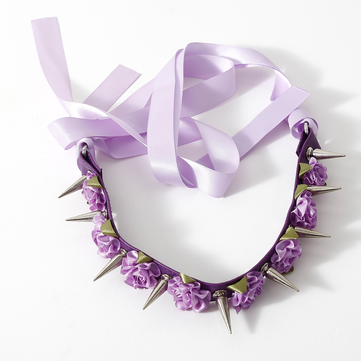 (image for) Lolita Harajuku Flower Spikes Leather Collar