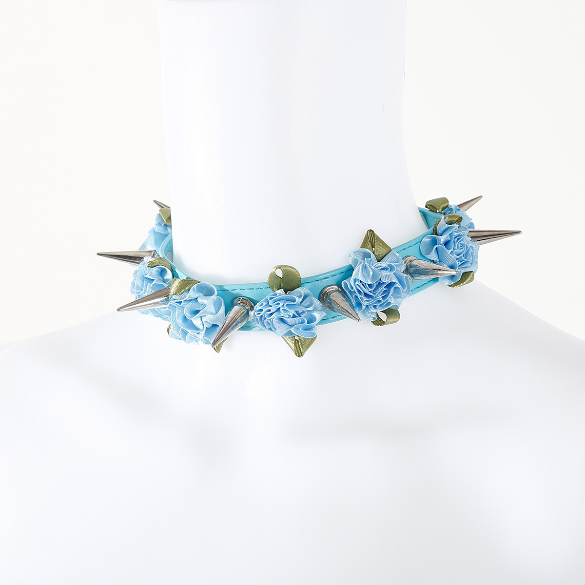 (image for) Lolita Harajuku Flower Spikes Leather Collar