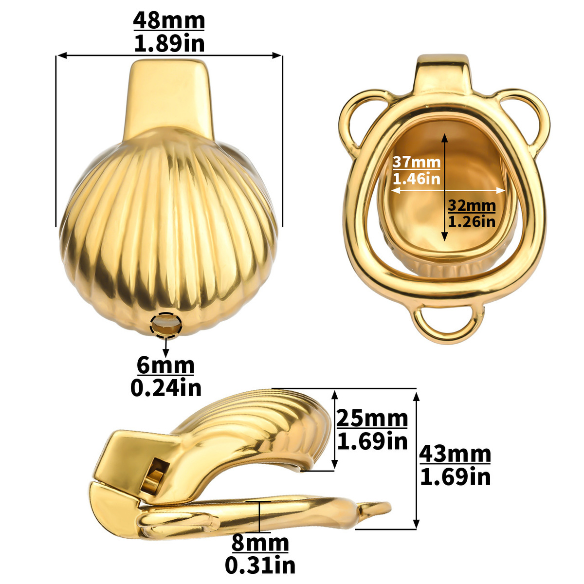 (image for) Stainless Steel Shell Chastity Cage