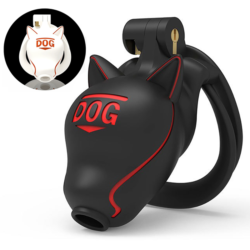 Slave Dog Head Chastity Cage - Dog Word
