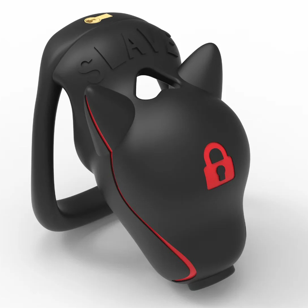Slave Dog Head Chastity Cage - Invisible Lock