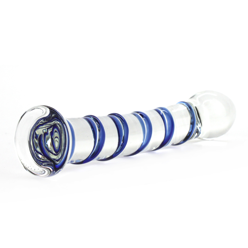 (image for) Blue Swirl Rocket Glass Dildo