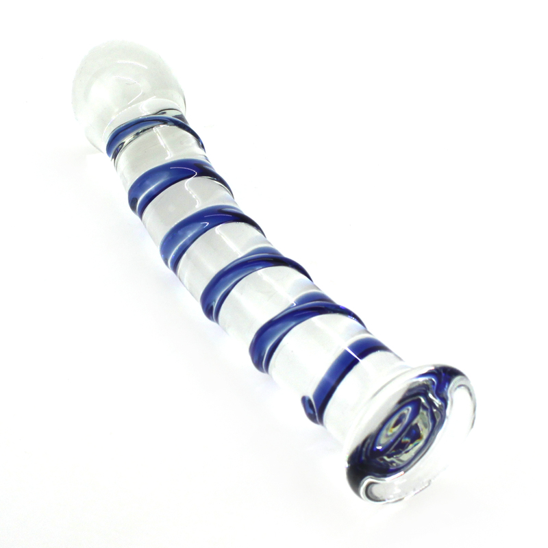 (image for) Blue Swirl Rocket Glass Dildo