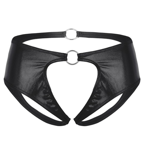 Special Designed Crotchless Patent Lesther Panty For Women