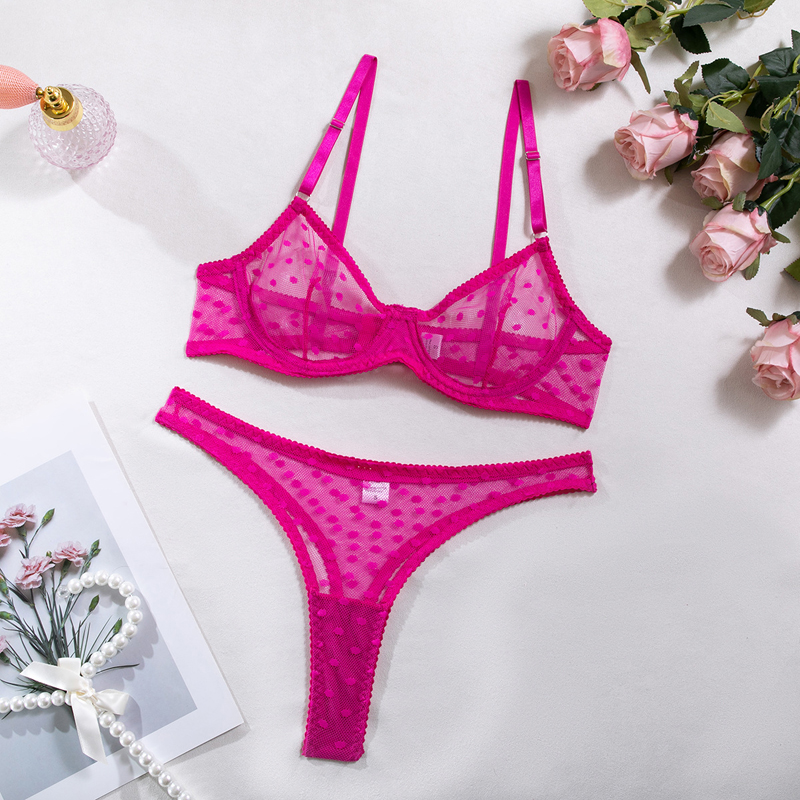 (image for) Sexy Dotted Ultrathin Bra And Panty Suit For Women