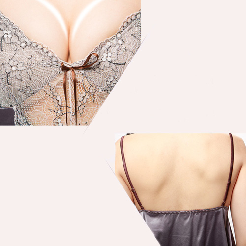 (image for) Luxurious Silk Passion Lace Trim Babydoll Two-piece Suit