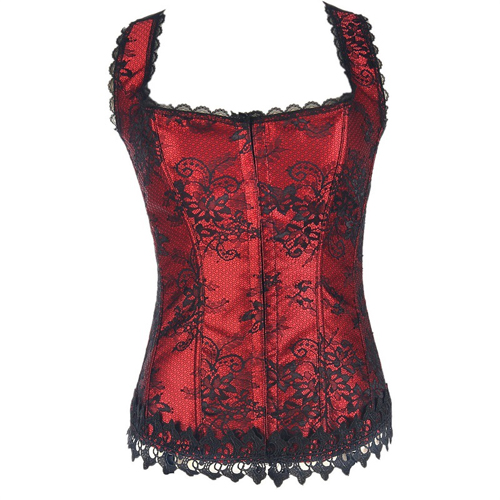 Retro Halter Floral Lace Bustiers Corset With G-string