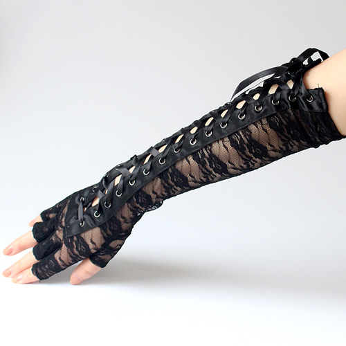(image for) Sexy Lace Bandaged Dancing Half-finger Gloves