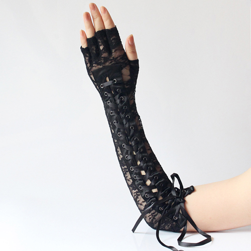 (image for) Sexy Lace Bandaged Dancing Half-finger Gloves