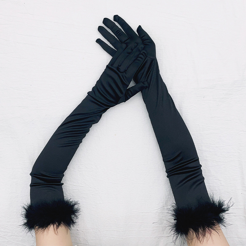Women's Long Party Cosplay Gloves With Fluff