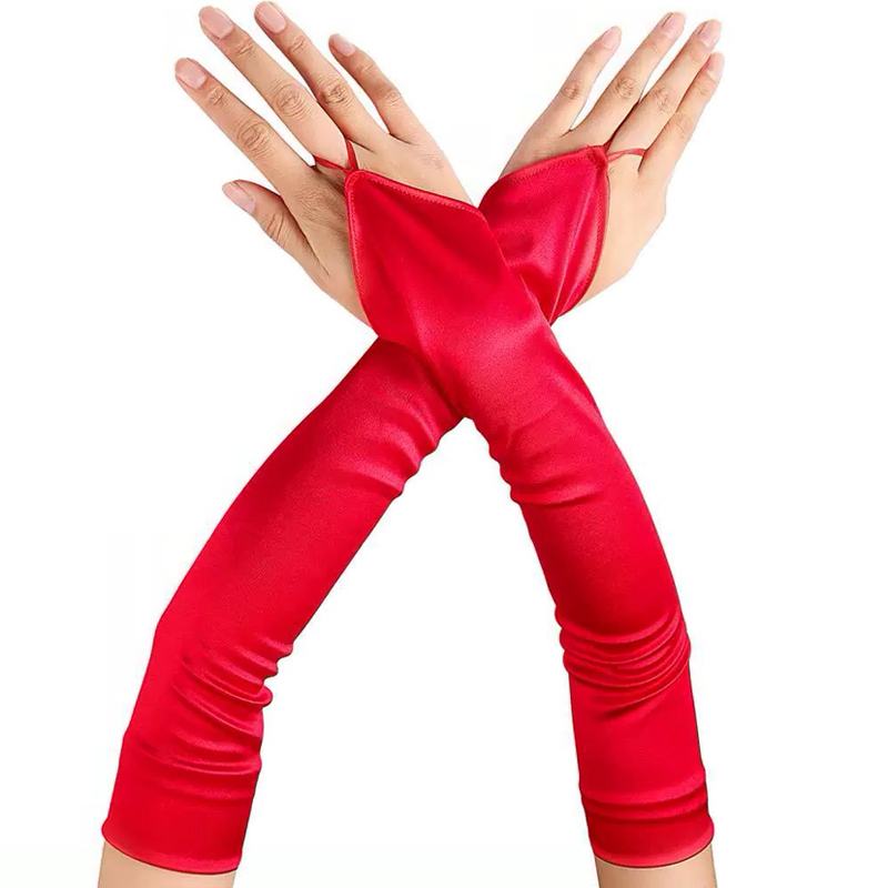Ladies Satin Fingerless Gloves For Show