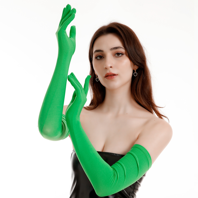 Multi-colored Thin Elastic Milk Fleece Long Gloves