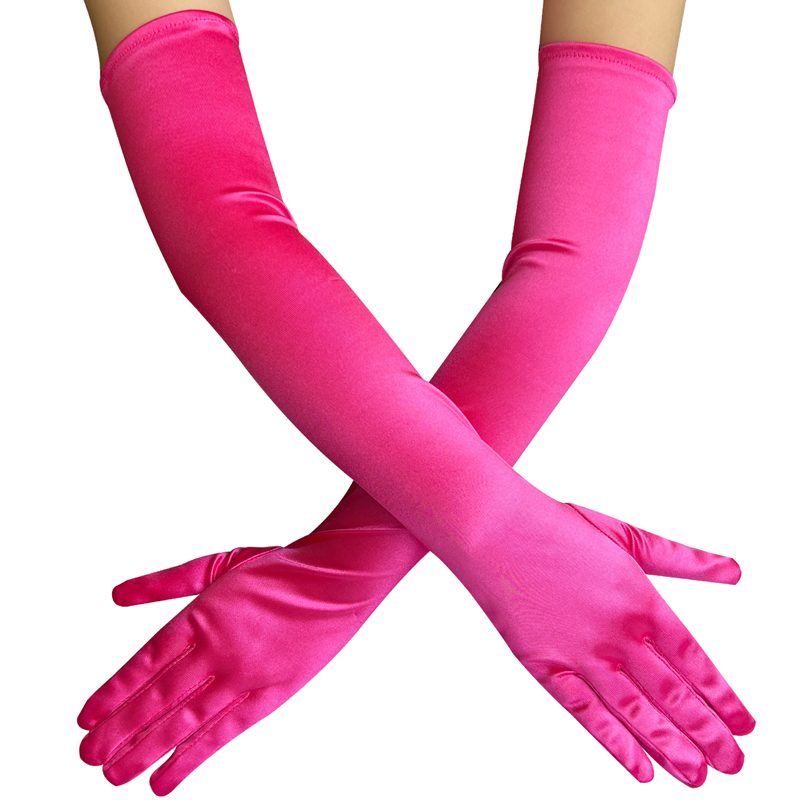 Multi-colored Satin Dancing Long Gloves