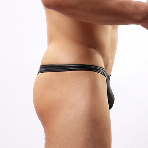 (image for) Simple Black Faux Leather Hot Men Briefs