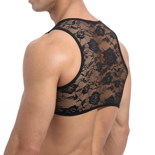 (image for) Elastic Lace Breathable Short Vest For Men