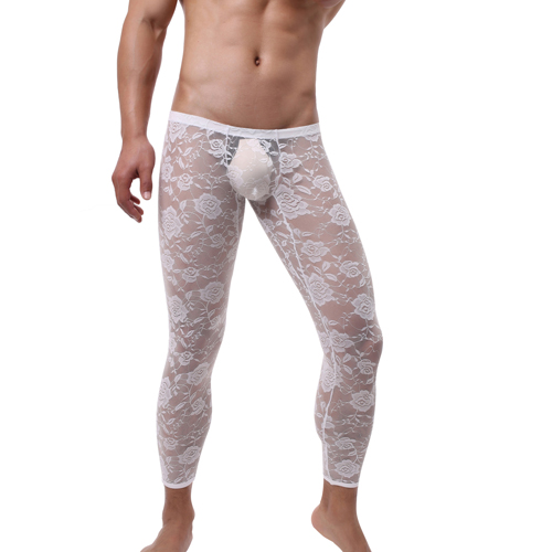 (image for) Sexy Men Tight Rose Pattern Lace Pants