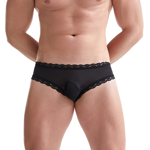 Men Sexy Lace Back Hollowed-out Mesh Panty