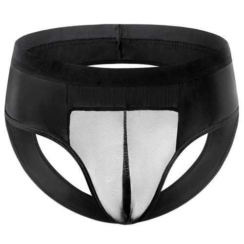 New Patent Leather Spliced With Mesh Assless Panty