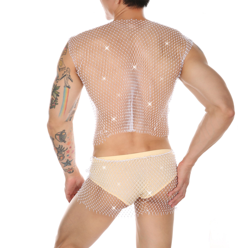 (image for) Night Club Shining Rhinestone Fishnet Vest